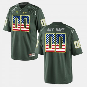 Men's Oregon Ducks US Flag Fashion Green Custom #00 Jersey 714514-190