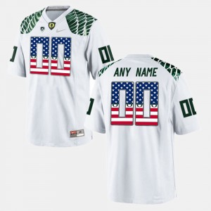 Men's Oregon Ducks US Flag Fashion White Custom #00 Jersey 692409-527