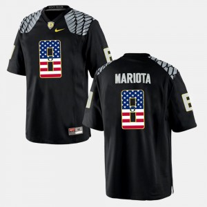 Men's Oregon Ducks US Flag Fashion Black Marcus Mariota #8 Jersey 667978-628
