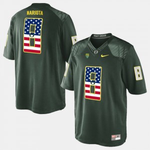 Men's Oregon Ducks US Flag Fashion Green Marcus Mariota #8 Jersey 938054-557