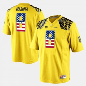 Men's Oregon Ducks US Flag Fashion Yellow Marcus Mariota #8 Jersey 129467-727