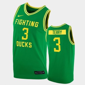 Men's Oregon Ducks College Basketball Green Jalen Terry #3 2020-21 Replica Jersey 495972-652