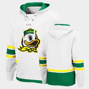 Men's Oregon Ducks College Hockey 3.0 White Lace-up Pullover Hoodie 823603-228