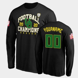 Men's Oregon Ducks 2020 PAC-12 Football Champions Black Custom #00 Long Sleeve T-Shirt 199409-766