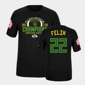 Men's Oregon Ducks 2020 PAC-12 Football Champions Black Darrian Felix #22 Fiesta Bowl T-Shirt 883761-814