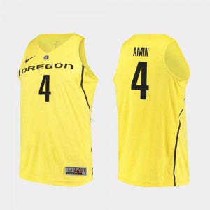 Men's Oregon Ducks Authentic Yellow Ehab Amin #4 College Basketball Jersey 459162-310