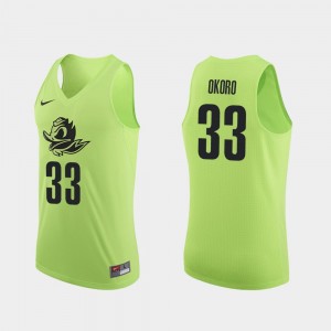Men's Oregon Ducks Authentic Apple Green Francis Okoro #33 College Basketball Jersey 936488-423