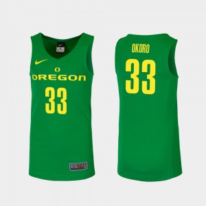 Men's Oregon Ducks Replica Green Francis Okoro #33 College Basketball Jersey 199734-182