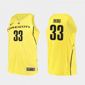 Men's Oregon Ducks Authentic Yellow Francis Okoro #33 College Basketball Jersey 709325-498