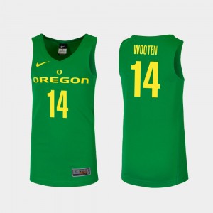 Men's Oregon Ducks Replica Green Kenny Wooten #14 College Basketball Jersey 830907-963