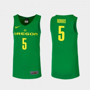 Men's Oregon Ducks Replica Green Miles Norris #5 College Basketball Jersey 288433-835