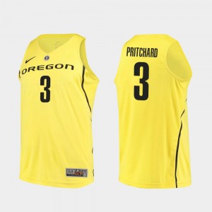 Men's Oregon Ducks Authentic Yellow Payton Pritchard #3 College Basketball Jersey 664069-398