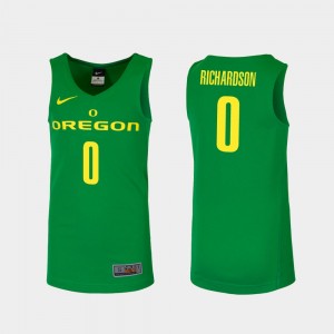 Men's Oregon Ducks Replica Green Will Richardson #0 College Basketball Jersey 974262-134