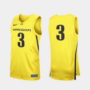 Men's Oregon Ducks Replica Yellow #3 College Basketball Jersey 866335-162