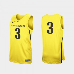 Men's Oregon Ducks Replica Yellow #3 College Basketball Jersey 254423-192