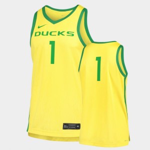 Men's Oregon Ducks Replica Yellow #1 Basketball Jersey 357127-366