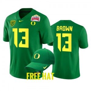 Men's Oregon Ducks College Football Green Anthony Brown #13 2021 Alamo Bowl Pac-12 North Division champions Jersey 741975-116