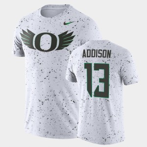 Men's Oregon Ducks College Football White Green Bryan Addison #13 Disrupt Speckle Performance T-Shirt 809844-458