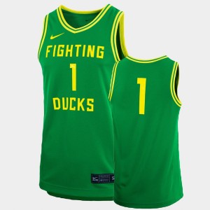 Men's Oregon Ducks College Basketball Green #1 Fighting Duck Jersey 165960-245