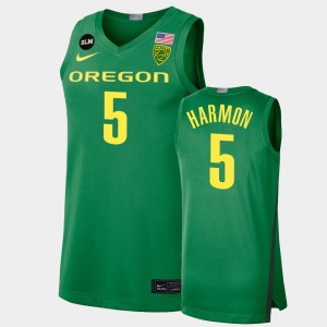 Men's Oregon Ducks College Basketball Green De'Vion Harmon #5 BLM Limited Jersey 172141-339