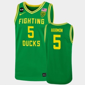 Men's Oregon Ducks Throwback Green De'Vion Harmon #5 College Basketball Jersey 928470-625