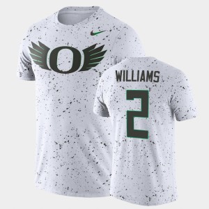 Men's Oregon Ducks College Football White Green Devon Williams #2 Disrupt Speckle Performance T-Shirt 501538-543