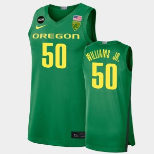 Men's Oregon Ducks College Basketball Green Eric Williams Jr. #50 BLM Limited Jersey 224344-960