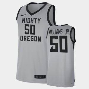 Men's Oregon Ducks College Basketball Grey Eric Williams Jr. #50 Mighty Limited Jersey 897094-964