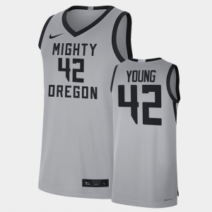 Men's Oregon Ducks College Basketball Grey Jacob Young #42 Mighty Limited Jersey 954211-666