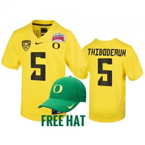 Youth Oregon Ducks College Football Yellow Kayvon Thibodeaux #5 2021 Alamo Bowl Free Hat Jersey 510707-663