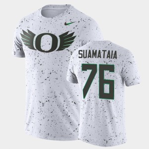 Men's Oregon Ducks College Football White Green Kingsley Suamataia #76 Disrupt Speckle Performance T-Shirt 421042-418