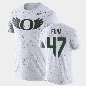 Men's Oregon Ducks College Football White Green Mase Funa #47 Disrupt Speckle Performance T-Shirt 203585-552