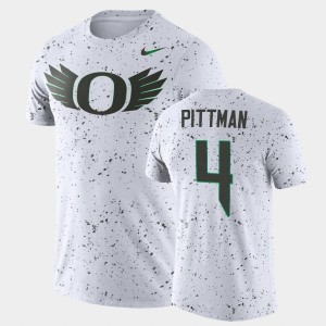 Men's Oregon Ducks College Football White Green Mycah Pittman #4 Disrupt Speckle Performance T-Shirt 614617-985