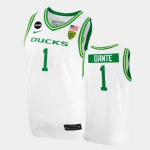 Men's Oregon Ducks College Basketball White N'Faly Dante #1 BLM Patch Jersey 830683-683