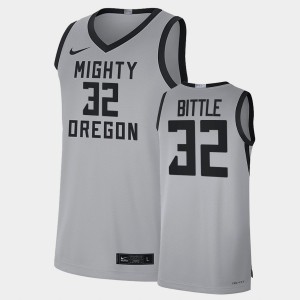 Men's Oregon Ducks College Basketball Grey Nathan Bittle #32 Mighty Limited Jersey 804608-621
