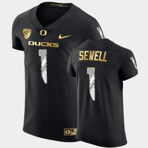 Men's Oregon Ducks Golden Edition Black Noah Sewell #1 2021-22 Champions Elite Football Jersey 878839-321