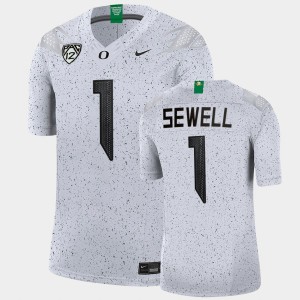 Men's Oregon Ducks College Football White Noah Sewell #1 Eggshell Limited Football Jersey 787913-602