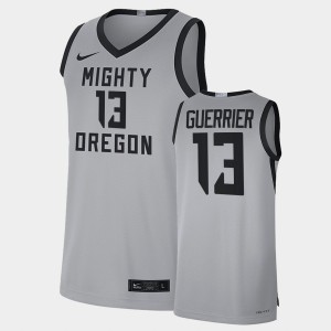 Men's Oregon Ducks College Basketball Grey Quincy Guerrier #13 Mighty Limited Jersey 270972-288