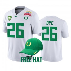 Men's Oregon Ducks College Football White Travis Dye #26 2021 Alamo Bowl Playoff Jersey 289321-427