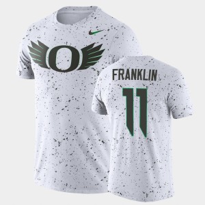 Men's Oregon Ducks College Football White Green Troy Franklin #11 Disrupt Speckle Performance T-Shirt 677819-378