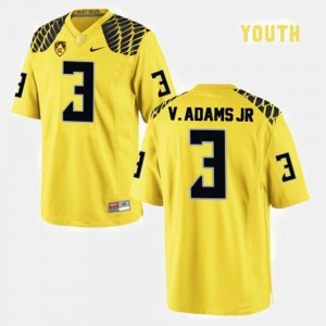 Youth Oregon Ducks College Football Yellow Vernon Adams #3 Jersey 258221-354