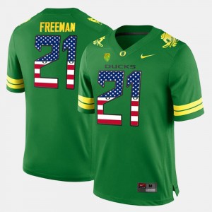 Men's Oregon Ducks US Flag Fashion Green Royce Freeman #21 Jersey 629070-756