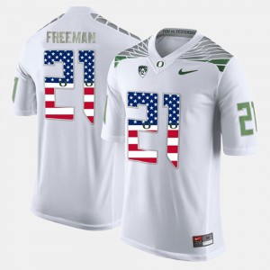 Men's Oregon Ducks US Flag Fashion White Royce Freeman #21 Jersey 353275-671