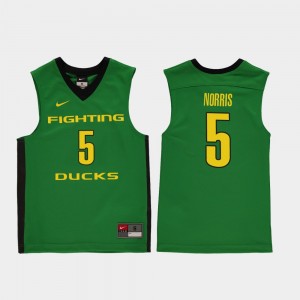 Youth Oregon Ducks Replica Green Miles Norris #5 College Basketball Jersey 105197-634